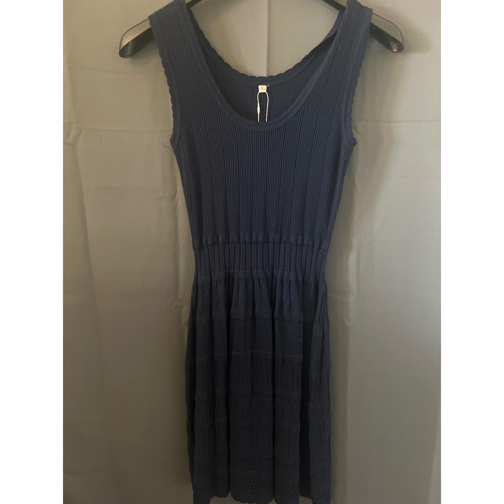Anrabess Navy Ribbed Knit Midi
